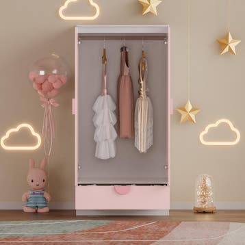 Kinderkast Sandnes kledingkast 123x60x40 cm wit en roze [en., Verzenden, Nieuw