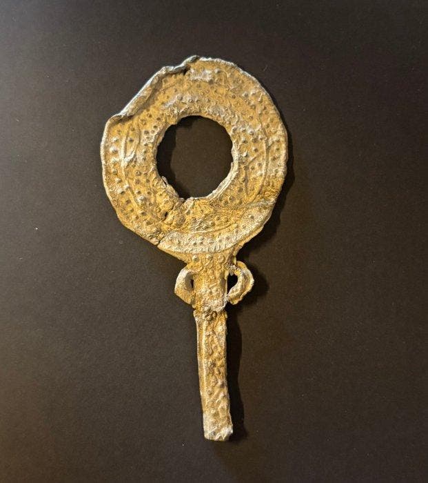 Oud-Romeins Lood Votiv-Spiegel - 10 cm, Verzamelen, Mineralen en Fossielen