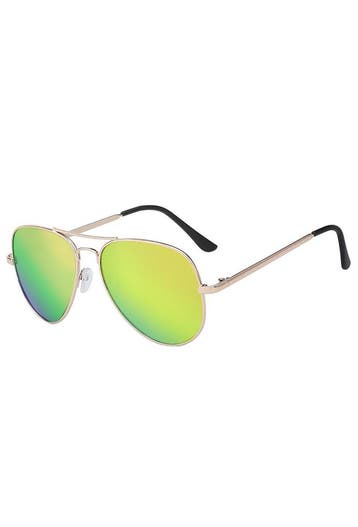Zonnebril Avator Heren Goud Montuur Limegroene Spiegelglazen, Sieraden, Tassen en Uiterlijk, Zonnebrillen en Brillen | Heren, Ophalen of Verzenden