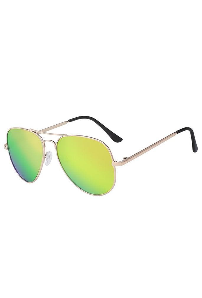 KIMU® Zonnebril Avator Heren Goud Montuur Limegroene Spiegel, Sieraden, Tassen en Uiterlijk, Zonnebrillen en Brillen | Heren, Geel