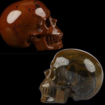 Schedel-Duo 82g / 97g – Mahagony Obsidian & Tiger Iron Eye –