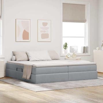 vidaXL Opslag bed met matras Lichtgrijs 200 x 200 cm, Verzenden, Nieuw, Tweepersoons