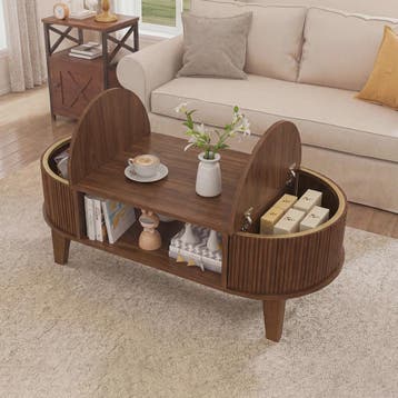 Elegante Retro Koffietafel met Dubbele Verborgen Opbergruimt, Verzenden, Nieuw