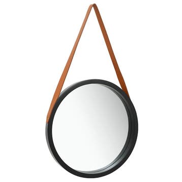 vidaXL Wandspiegel met band 50 cm zwart, Huis en Inrichting, Woonaccessoires | Spiegels, Verzenden, Nieuw