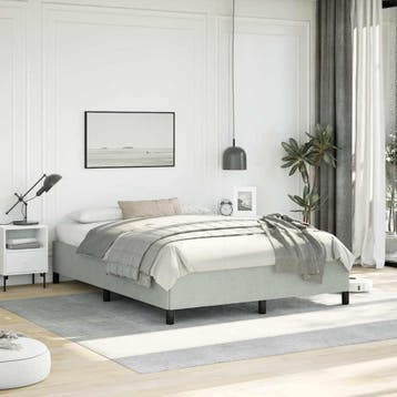vidaXL Bedframe zonder matras lichtgrijs 152x203 cm Queen, Verzenden, Nieuw, Tweepersoons, Stof