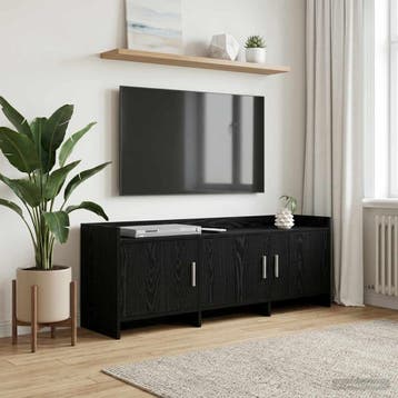 vidaXL TV-kast 130 x 33 x 47 cm Zwart eiken Bewerkt hout, Minder dan 50 cm, Verzenden, Nieuw, Minder dan 100 cm