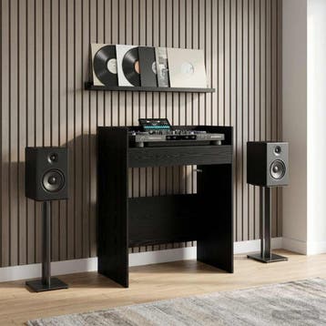 vidaXL DJ Tafel Zwart eiken 62 x 45 x 102 cm Bewerkt hout, Muziek en Instrumenten, Verzenden, Nieuw