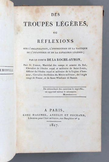 Comte De La Roche-Aymon - Des troupes légères ou réflexions