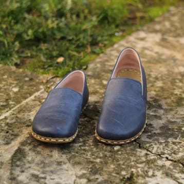 Aardende barefoot instappers van 100% leer, Kleding | Heren, Schoenen, Loafers, Zwart, Nieuw, Ophalen of Verzenden