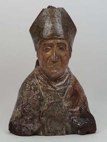 sculptuur, Bust of a bishop - 32.5 cm - Hout