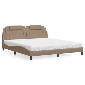 vidaXL Bed Viana met matras kunstleer cappuccinokleurig, Overige materialen, Eenpersoons, Bruin, Verzenden