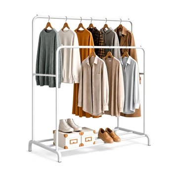 edihome dubbel kledingrek metaal 110x150x54 cm wit, Huis en Inrichting, Verzenden, Nieuw