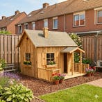 Speelhuis geïmpregneerd hout met veranda en 3 ramen - WOO.., Ophalen of Verzenden, Nieuw