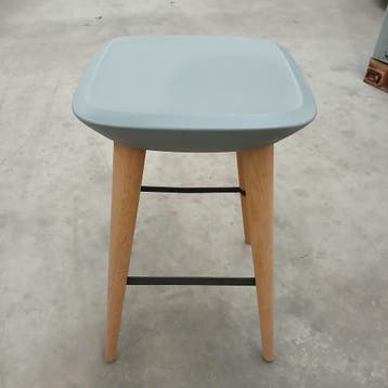 Barkruk, 66,5 cm hoog, zitvlak 40x40 cm, bruin/lichtblauw, Ophalen of Verzenden, Gebruikt