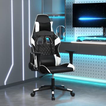 vidaXL Massage gamestoel kunstleer zwart en wit, Verzenden, Nieuw, Wit