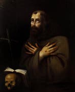 Scuola fiamminga (XVII) - San Francesco in meditazione - NO, Antiek en Kunst