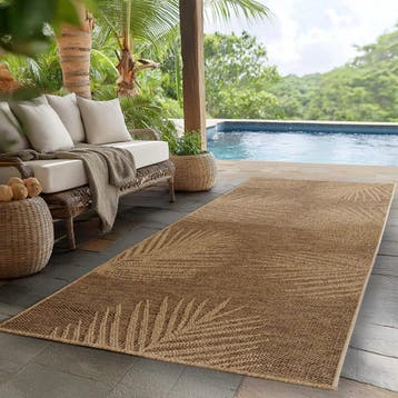 Buitenkleed | Timber | Palmbladeren | Bruin | 80x250 cm, Verzenden, Nieuw