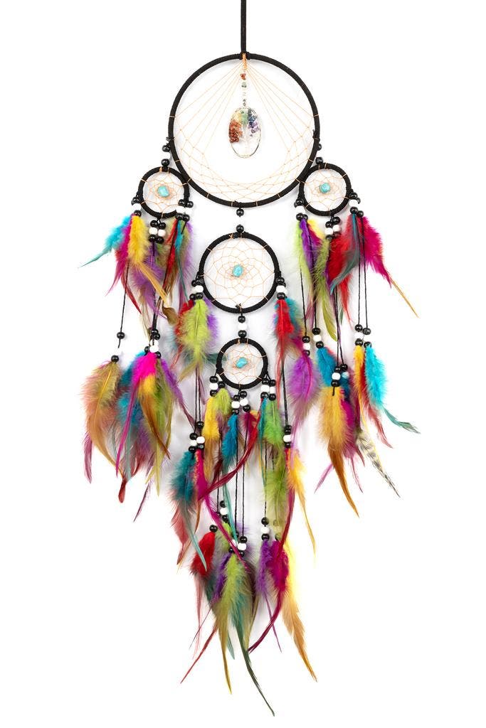 Dromenvanger Regenboog Gekleurde Dreamcatcher Veren Bohemian, Hobby en Vrije tijd, Feestartikelen, Carnaval, Feestartikel, Nieuw