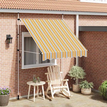 vidaXL Luifel handmatig uittrekbaar 200 cm geel en blauwe, Verzenden, Nieuw