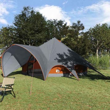 vidaXL Teepee Tent 7-Persoon 7-persoons Grijs en Oranje, Verzenden, Nieuw, Tot en met 2
