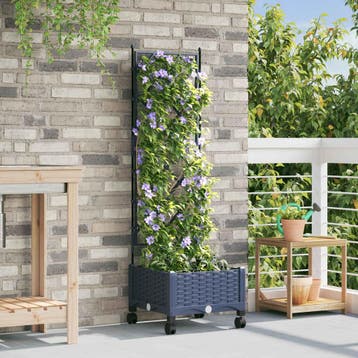 vidaXL Tuinplantbak met schutting en wielen Grijs 40 x 40 x, Tuin en Terras, Verzenden, Nieuw, Minder dan 60 cm