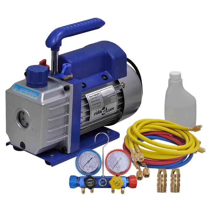 vidaXL Vacuümpomp 1-traps met 4-voudige manometerset, Witgoed en Apparatuur, Airco's, Nieuw, Verzenden