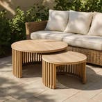 Salontafelset teak rond outdoor, Ophalen of Verzenden, Nieuw
