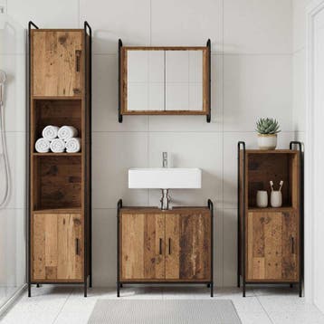 vidaXL Badkamerkastenset 2 st Oud hout 65,5 x 34 x 61 cm, Verzenden, Nieuw