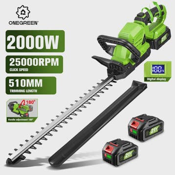 ONEGREEN 2000W Accu Heggenschaar - 510mm Snoeimes, 180° Vers, Verzenden, Nieuw