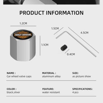 Set Aluminium Ventieldopjes Anti-diefstal voor Harley Davids, Verzenden, Nieuw