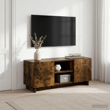 vidaXL TV-standaard 90 x 34,5 x 40 cm Gerookt eiken Bewerkt, Verzenden, Nieuw, 50 tot 100 cm, Minder dan 100 cm
