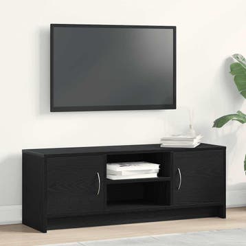 vidaXL TV-meubel Zwart Eiken 102x30x37,5 cm Engineered Wood, Verzenden, Nieuw, Overige houtsoorten
