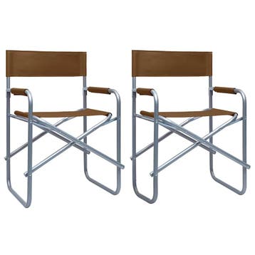 vidaXL Regisseursstoelen 2 st staal bruin, Verzenden, Nieuw, Metaal