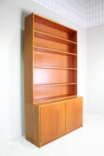 Vintage Boekenkast jaren 60, Gebruikt, Mid century, 100 tot 150 cm, 200 cm of meer