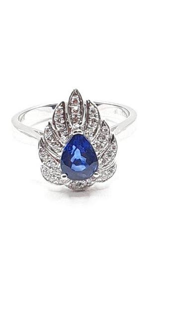 Ring - 18 karaat Witgoud - 1.15ct. tw. Saffier - Diamant -, Nieuw