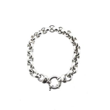 Zilveren jasseronschakel armband | 20,5 cm (Schakelarmband), Ophalen of Verzenden, Gebruikt, Zilver, Zilver