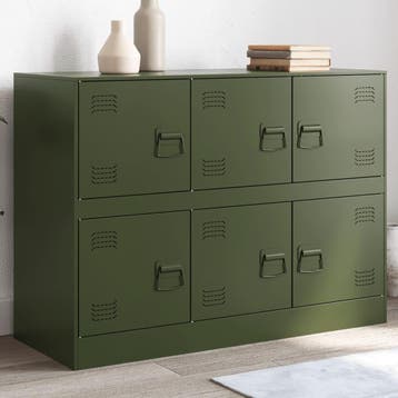 vidaXL Dressoir 99x39x73 cm staal olijfgroen, Verzenden, Nieuw, 50 tot 100 cm, Metaal