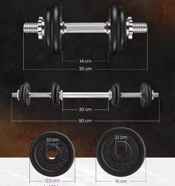 Complete Gewichten Set 20kg – Dumbbells of Barbell Combinati, Sport en Fitness, Fitnessmaterialen, Verzenden, Nieuw