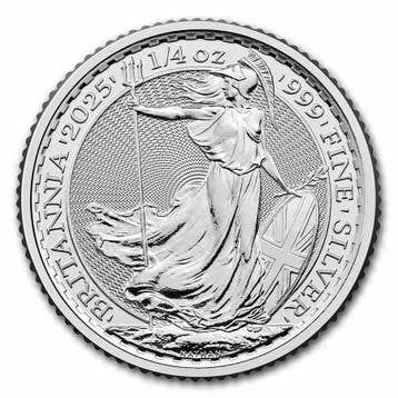 Zilveren Britannia 1/4 oz 2025, Postzegels en Munten, Munten | Europa | Niet-Euromunten, Verzenden, Overige landen, Losse munt