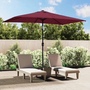 vidaXL Parasol met metalen paal 300x200 cm bordeauxrood, Tuin en Terras, Verzenden, Nieuw, 2 tot 3 meter