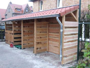 houtberging, overkapping, berging, haardhout, Tuin en Terras