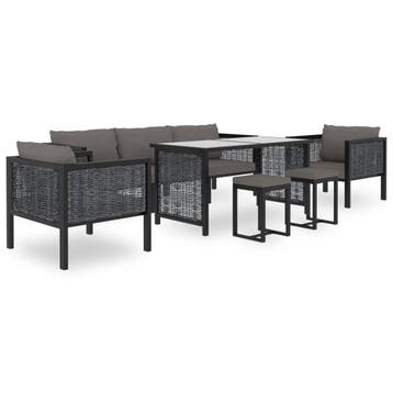 vidaXL 8-delige Loungeset met kussens poly rattan antraciet, Verzenden, Nieuw, 8 zitplaatsen, Loungeset