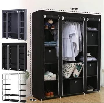 Opvouwbare stoffen kledingkast met ritsdeur en metalen frame, Huis en Inrichting, Kasten | Kledingkasten, Verzenden, Nieuw