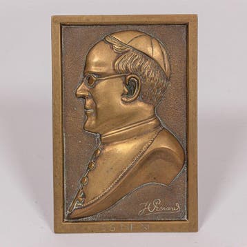 Bronzen plaquette, Paus Pius XI - Brons - 1920-1930
