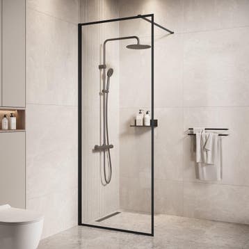 Douchewand Georgia 60 x 200 cm Zwart – Inloopdouche 8 mm, Verzenden, Nieuw, Douche