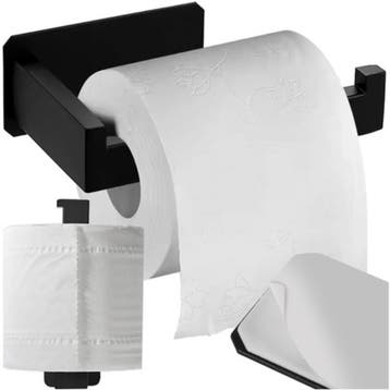 Ruhhy Zwarte Toiletrolhouder Loft Stijl – Boorvrij en Voc., Ophalen of Verzenden, Nieuw