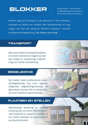 Transport & Plaatsen Chalet Stacaravan Mantelzorgwoning e.d., Nieuw