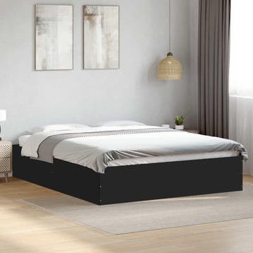 vidaXL Bedframe bewerkt hout zwart 150x200 cm, Verzenden, Zwart, Overige maten, 200 cm