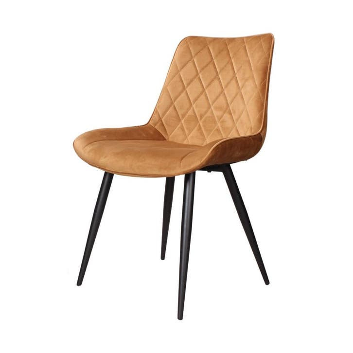 DS4U - Benito eetkamerstoel - Set van 6 - Goud - Velvet, Huis en Inrichting, Stoelen, Nieuw, Ophalen of Verzenden