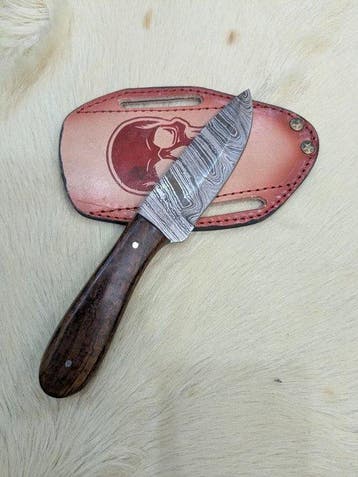 Damascus Steel Artisan Knife with Dark Wood Handle 221 -
